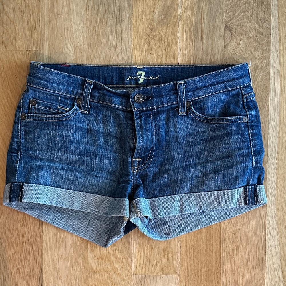 7 For All Mankind Dark Blue Jean Shorts